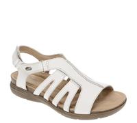 Clarks Sandalias April BelleFlat para mujer, Piel blanca., 7 UK Narrow