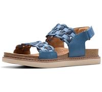 Clarks Sandalias Arwell Glide para mujer, Cuero combinado azul, 6.5 Wide