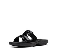 Clarks Sandalias Breeze Piper Slide para mujer, lacado negro, sintético, charol sintético negro, 43 EU