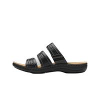 Clarks Sandalias casuales para mujer, Cuero negro, 7.5 Wide