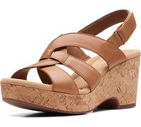 Clarks Sandalias de cuña Giselle Beach para hombre, Bronceado Cuero, 42 EU