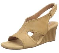 Clarks Sandalias de cuña Kyarra Aster para mujer, Light Tan Lea, 42 EU