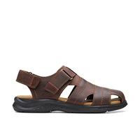 Clarks Sandalias de pescador Hapsford Cove para hombre, Cuero Marrón Tambido, 42.5 EU