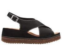 Clarks Sandalias Kassanda Step para mujer, talla de plantilla AD, negro, nobuck, 42 EU