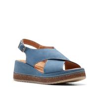 Clarks Sandalias Kassanda Step para mujer, talla de plantilla AD, Nubuck azul, 36 EU