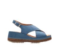 Clarks Sandalias Kassanda Step para mujer, talla de plantilla AD, Nubuck azul, 42 EU
