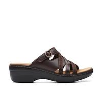 Clarks Sandalias Merliah Holly Slide para mujer, Cuero Marrón Oscuro, 43 EU