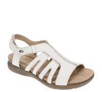Clarks Sandalias planas April Belle para mujer, Cuero Blanco, 8 Narrow