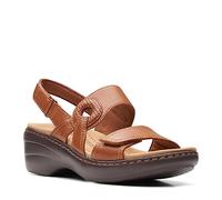 Clarks Sandalias unisex con tacón de ópalo Merliah para adultos, Bronceado Cuero, 45 EU