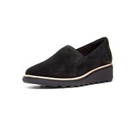 Clarks Sharon Dolly, Mocasines Mujer, Black Suede W Dark Tan World, 38 EU Ancho