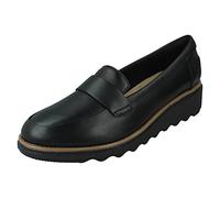 Clarks Sharon Gracie Womens Wedge Heeled Loafers 39 EU Black Soft