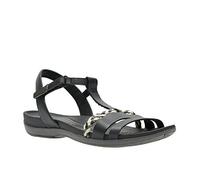 Clarks Tealite Grace, Sandalias con Tira Vertical para Mujer Negro Black Leather, 40 EU