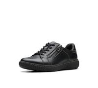 Clarks Tenis Caroline Janna para Mujer, Cuero Negro, 40.5 EU