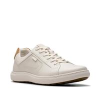 Clarks Tenis de encaje Mapstone para hombre, Cuero Blanco, 10.5 Wide