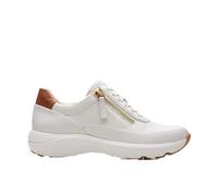 Clarks Tenis Tivoli con cremallera para mujer, Blanco cuero (Off White Leather), 8.5 Wide