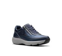 Clarks Tenis Tivoli con cremallera para mujer, Cuero Combi azul marino, 38.5 EU