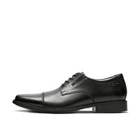 Clarks Tilden Cap, Oxford Hombre, Piel Negra, 45 EU Ancho