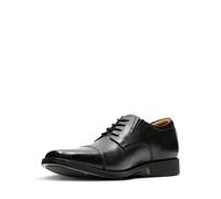 CLARKS Men's Tilden Cap Oxford Flat, Piel Negra, 10.5 UK Wide