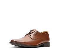 Clarks Tilden - Zapatos de Piel Lisa en Color marrón Oscuro, Ajuste Ancho, Talla 11, Lea marrón Oscuro, 46 EU