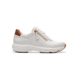 Clarks Tivoli - Zapatillas Deportivas para Mujer con Cremallera, Off White Lea, 43 EU