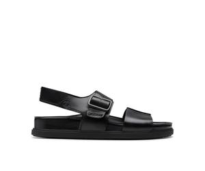 Clarks - Torford Strap, Sandalias planas de los hombres, Black Leather,