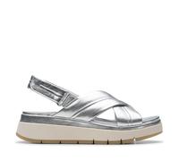 Clarks Tuscan Cross, Sandalia Mujer, Silver Leather, 39.5 EU