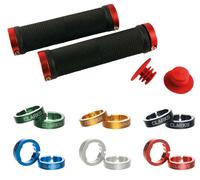 Clarks Vice Lock-on Grip in Black / Various Cols Anodized Rings - Black/Blue