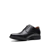 Clarks Whiddon Cap, Oxford Hombre, Piel Negra, 47 EU Ancho