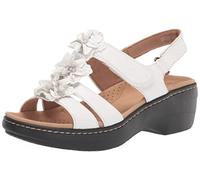 Clarks Merliah Sheryl Sandalias de tacón para mujer, Combi Piel Sintética Blanca, 9 Wide
