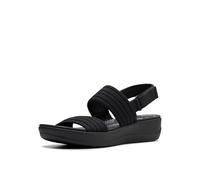 Clarks Women's Arla Stroll Flat Sandal, Tela negra., 37 EU