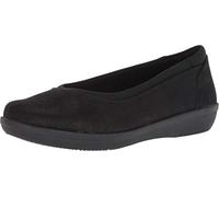 CLARKS Women's Ayla Low Ballet Flat, Black Synthetic Nubuck, 095 M US