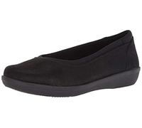 CLARKS Women's Ayla Low Ballet Flat, Black Synthetic Nubuck, 095 M US