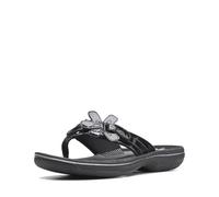 Clarks Women's Brinkley Flora Flip-Flop, Black Patent Synthetic, 44 EU