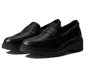 Clarks Women's Calla Ease Loafer Flat, Black Leather, 9 Wide