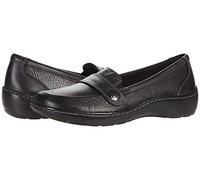 Clarks Originals – Mocasín para mujer – Cora Daisy – Piel negra texturizada – Talla 12 Wide