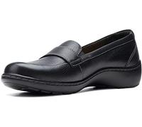 Clarks Women's Cora Daisy Loafer Flat, Black Tumbled Leather, 8 X-Wide