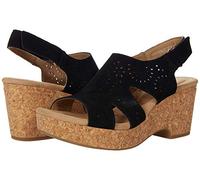 Clarks Women's Giselle Bay Wedge Sandal, Black Suede, 7