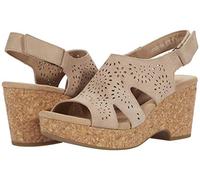 Clarks Women's Giselle Bay Wedge Sandal, Sand Suede, 9