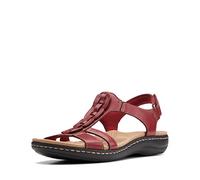 Clarks Women's Laurieann Kay Flat Sandal, Red Leather, Numeric_7_Point_5