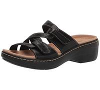 Clarks Women's Merliah Karli Sandal, Black Leather, 10 Wide