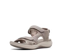 Clarks Women's Mira Bay Flat Sandal, Stone Textile, 4.5 UK Wide