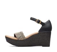 Clarks Women's Rose Ease Wedge Sandal, Piel negra, 37 EU
