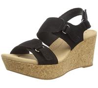 Clarks Women's Rose Lane Wedge Sandal, Black, 6 UK Narrow