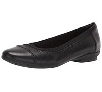 Clarks Women's Sara Bay Ballet Flat, Black Leather, 5