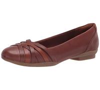Clarks Women's Sara Clover Ballet Flat, Mahogany Leather Combi, 6.5 Wide