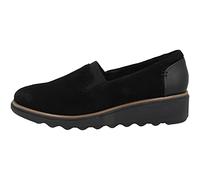 Clarks Women's Sharon Dolly Sneaker, Black Suede W Dark Tan World, 39.5 EU