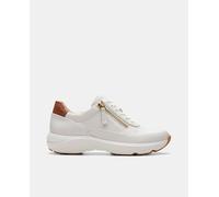 Clarks Zapatillas bajas Tivoli Zip de mujer en cuero con suela de goma. Blanco 38/5