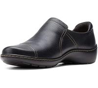 Clarks Zapatillas Cora Poppy para Mujer, Black Tumbled, 9.5 Wide