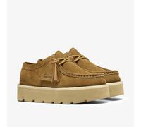 CLARKS Zapatos de ante, suela de plataforma, MEARE WALLA. Color Marrón