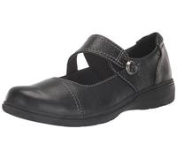 Clarks Zapatos Planos Carleigh Jane Mary Jane para Mujer, Cuero Negro, 8.5 Narrow